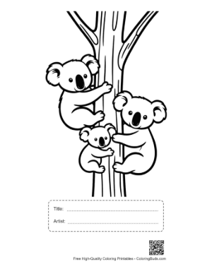 Thumbnail: Adorable Koala Family on Eucalyptus Tree Printable with Title and Artist Box