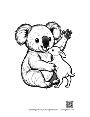Thumbnail: Cheerful Koala Waving with Cute Bunny Pal