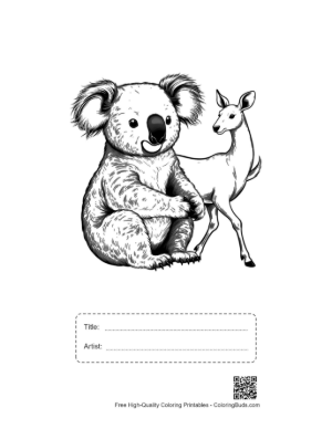 Thumbnail: Cute Koala and Deer Illustration Printable with Title and Artist Box