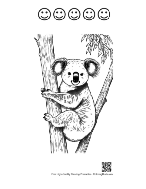 Thumbnail: Cute Koala Clinging to Eucalyptus Tree Printable and 5 Happy Face Outline