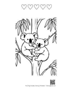 Thumbnail: Koala Family on Eucalyptus Tree Printable and 5 Heart Outline