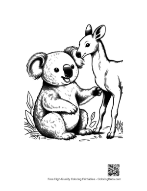Thumbnail: Koala Munching Eucalyptus with Fawn Friend