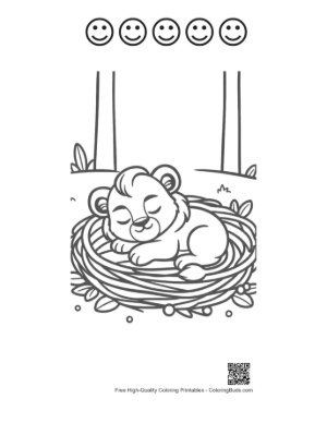 Thumbnail: Cute Lion Cub Printable and 5 Happy Face Outline