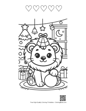 Thumbnail: Cute Lion Cub Printable and 5 Heart Outline