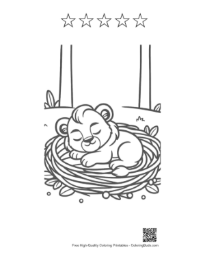 Thumbnail: Cute Lion Cub Printable and 5 Star Outline