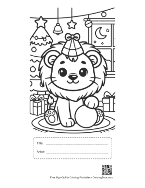 Thumbnail: Cute Lion Cub Printable with Title and Artist Box