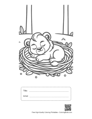 Thumbnail: Cute Lion Cub Printable with Title and Artist Box