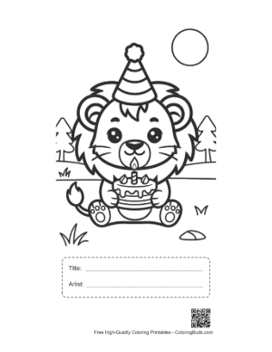 Thumbnail: Cute Lion Cub Printable with Title and Artist Box