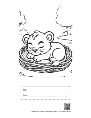 Thumbnail: Download Lion Cub Coloring Sheet Printable with Title and Artist Box