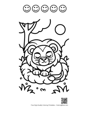 Thumbnail: Free Lion Cub Coloring Page Printable and 5 Happy Face Outline