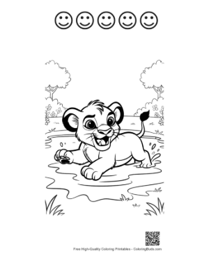 Thumbnail: Lion Cub Printable and 5 Happy Face Outline