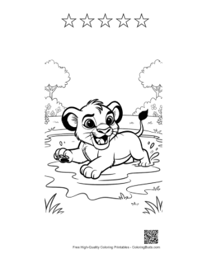 Thumbnail: Lion Cub Printable and 5 Star Outline
