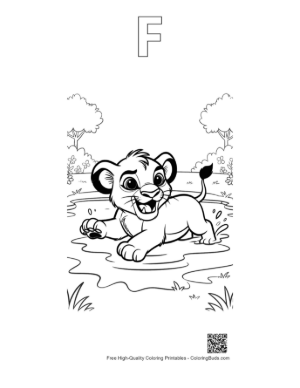 Thumbnail: Lion Cub Printable Outline Alphabet F