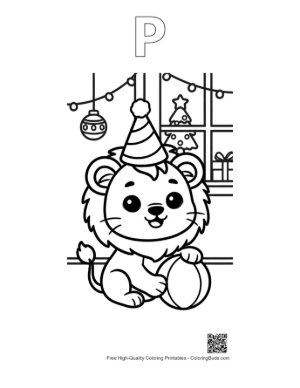 Thumbnail: Lion Cub to Color Printable Outline Alphabet P