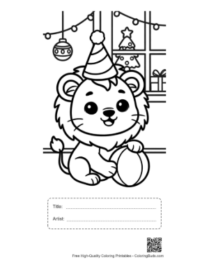 Thumbnail: Lion Cub to Color Printable with Title and Artist Box