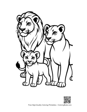 Thumbnail: Lion Family Portrait Outline