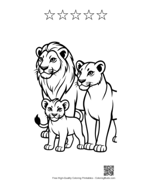 Thumbnail: Lion Family Portrait Outline Printable and 5 Star Outline