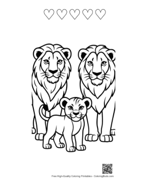 Thumbnail: Lion Family Portrait Printable and 5 Heart Outline
