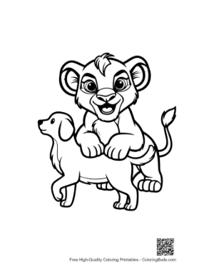 Thumbnail: Playful Lion Cub Riding Happy Puppy