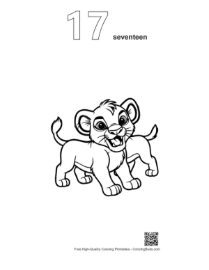 Thumbnail: Playful Lion Cub Roaring Joyfully Printable Outline Number 17