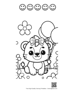 Thumbnail: Cute Lioness Coloring Page Printable and 5 Happy Face Outline