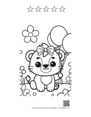 Thumbnail: Cute Lioness Coloring Page Printable and 5 Star Outline