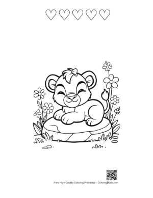 Thumbnail: Easy Lioness Printable and 5 Heart Outline