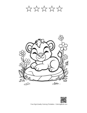Thumbnail: Easy Lioness Printable and 5 Star Outline