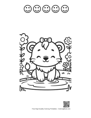 Thumbnail: Free Lioness for Kids Printable and 5 Happy Face Outline