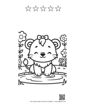Thumbnail: Free Lioness for Kids Printable and 5 Star Outline