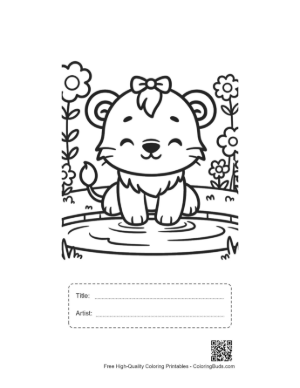 Thumbnail: Free Lioness for Kids Printable with Title and Artist Box