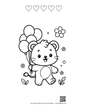 Thumbnail: lioness printable and 5 heart outline