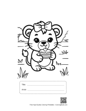 Thumbnail: Lioness to Color Printable with Title and Artist Box