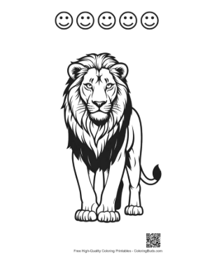 Thumbnail: Majestic Lion Standing Proudly Printable and 5 Happy Face Outline