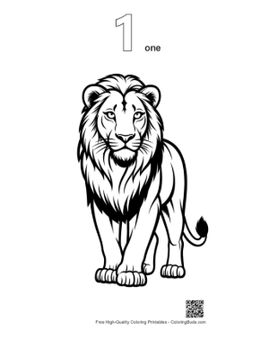 Thumbnail: Majestic Lion Standing Proudly Printable Outline Number 1