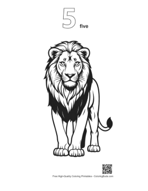 Thumbnail: Majestic Lion Standing Proudly Printable Outline Number 5