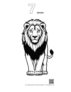 Thumbnail: Majestic Lion Standing Proudly Printable Outline Number 7