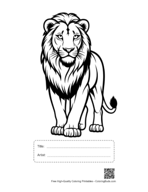 Thumbnail: Majestic Lion Standing Proudly Printable with Title and Artist Box