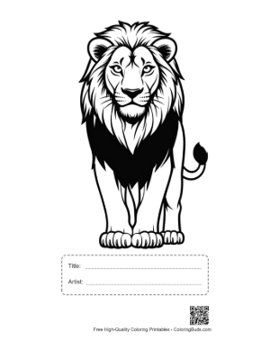 Thumbnail: Majestic Lion Standing Proudly Printable with Title and Artist Box
