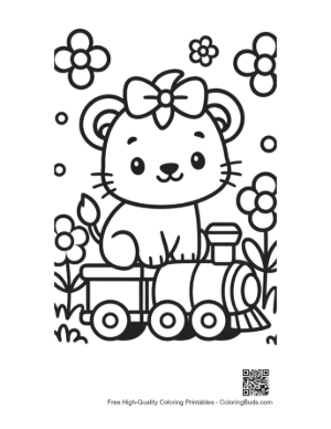 Thumbnail: Playful Baby Lioness Riding in a Toy Train Car Printable