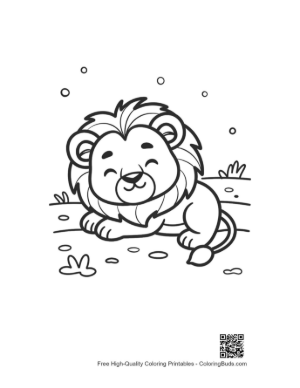 Thumbnail: Adorable Little Lion Cub Playing on the Grassy Plains Printable