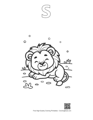Thumbnail: Adorable Little Lion Cub Playing on the Grassy Plains Printable Outline Alphabet S