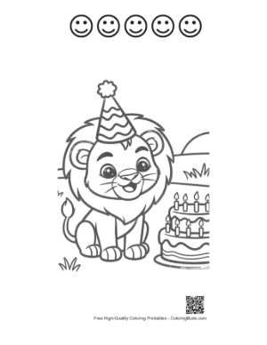 Thumbnail: Cute Male Lion Printable and 5 Happy Face Outline