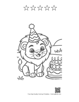 Thumbnail: Cute Male Lion Printable and 5 Star Outline