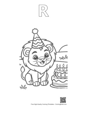 Thumbnail: Cute Male Lion Printable Outline Alphabet R