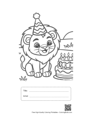 Thumbnail: Cute Male Lion Printable with Title and Artist Box