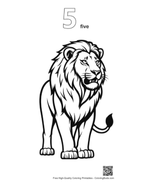 Thumbnail: Fierce Male Lion Roaring Boldly Printable Outline Number 5