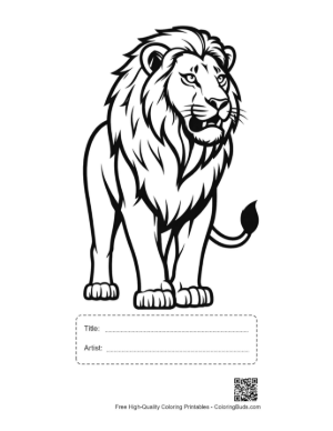 Thumbnail: Fierce Male Lion Roaring Boldly Printable with Title and Artist Box