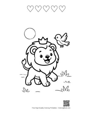 Thumbnail: Free Male Lion Printable and 5 Heart Outline
