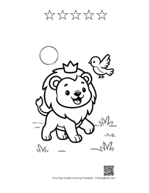 Thumbnail: Free Male Lion Printable and 5 Star Outline